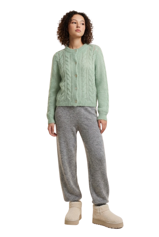 Frankie Cable Knit Cardigan Mint Green
