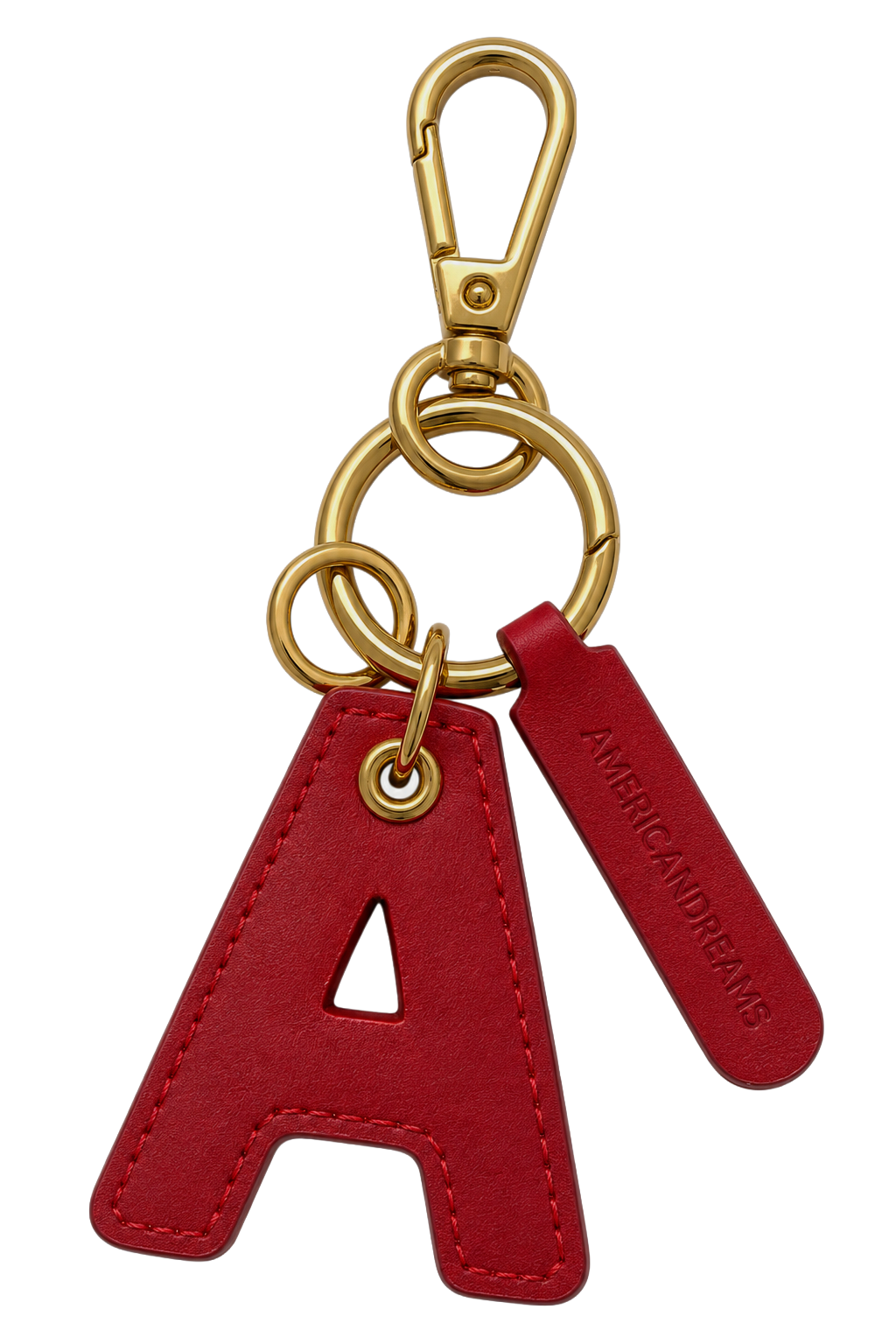 A Signature Leather Key Chain Lipstick Red