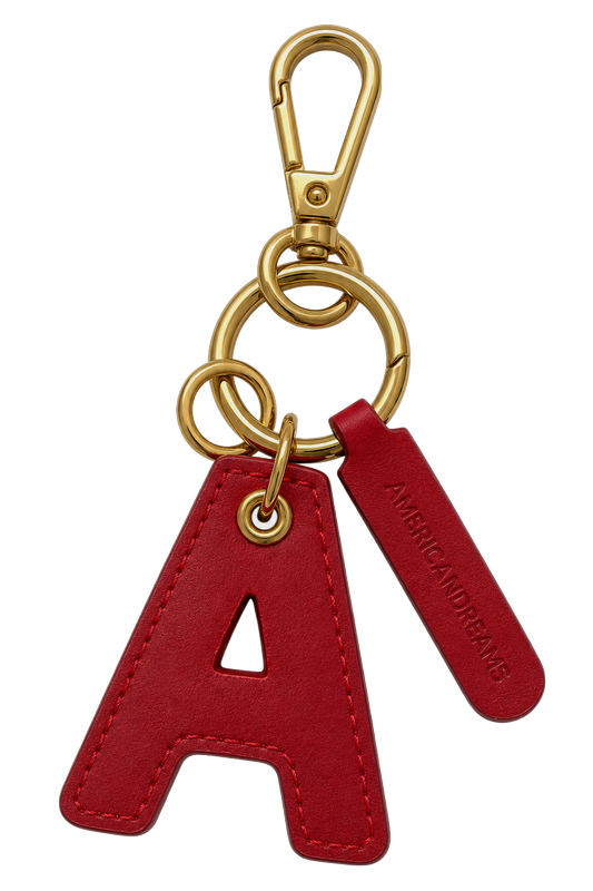A Signature Leather Key Chain Lipstick Red
