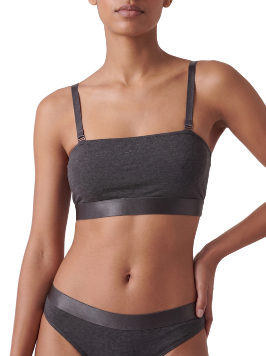 ICONIC Bandeau Bralette Anthracite Grey - close-up front