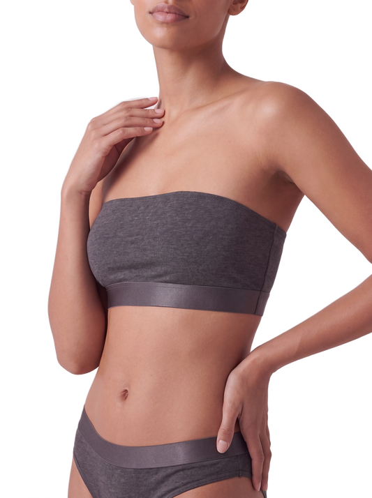 ICONIC Bandeau Bralette Anthracite Grey - worn strapless