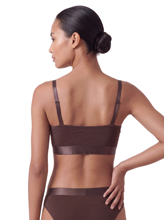 ICONIC Bandeau Bralette Dark Brown - close-up back