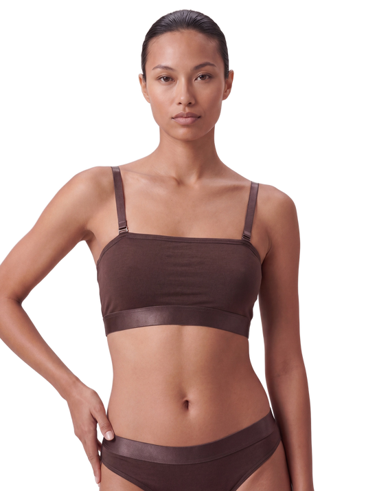 ICONIC Bandeau Bralette Dark Brown - close-up front