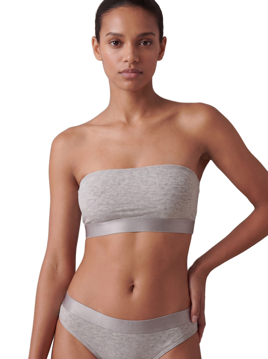 ICONIC Bandeau Bralette Light Grey - worn strapless