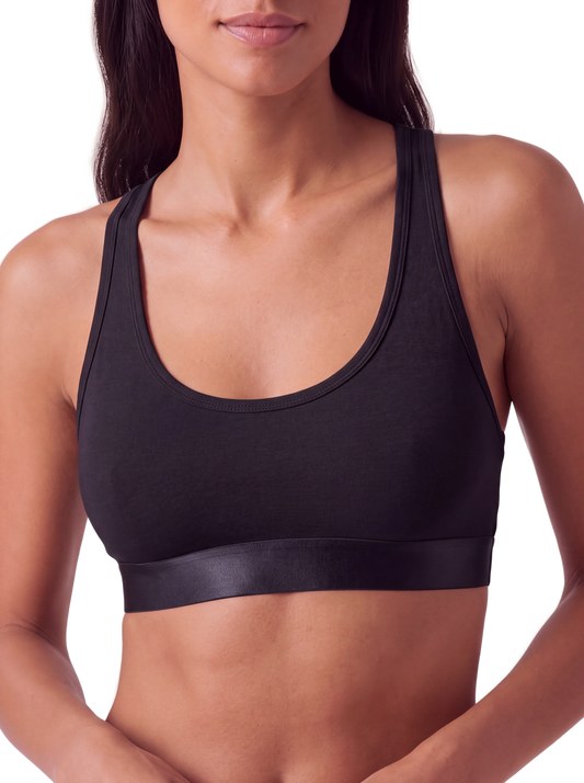 Iconic Racerback Bralette Black model image close-up