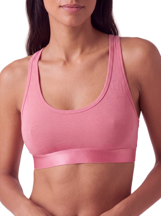 Iconic Racerback Bralette Soft Berry model image close-up