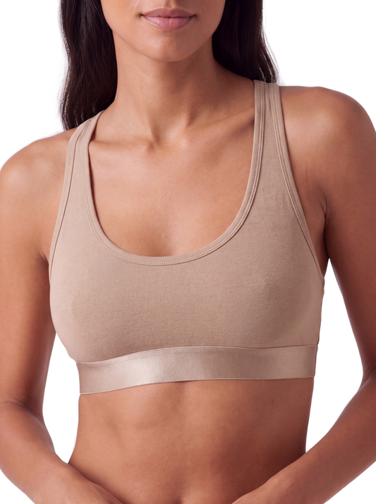 Iconic Racerback Bralette Cappucino model image close-up