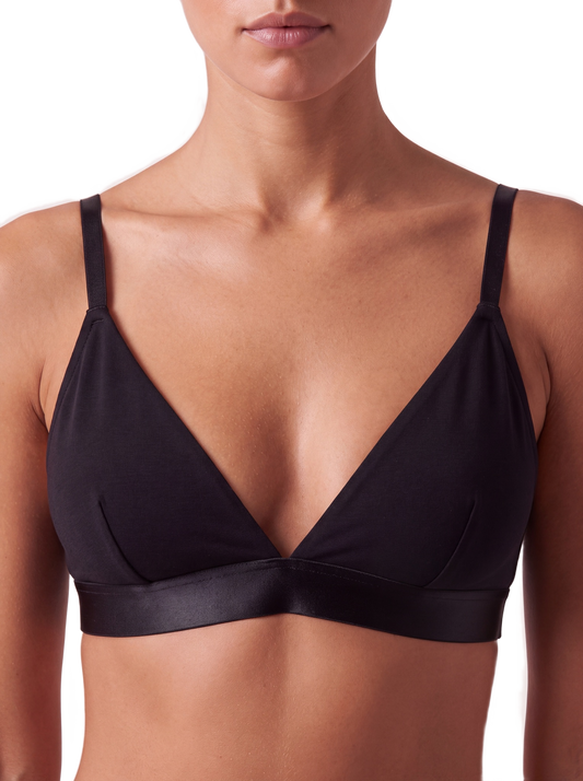 Iconic Triangle Bralette Black model image close-up