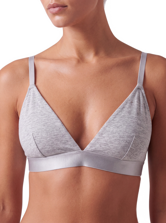 Iconic Triangle Bralette Light Grey model image close-up