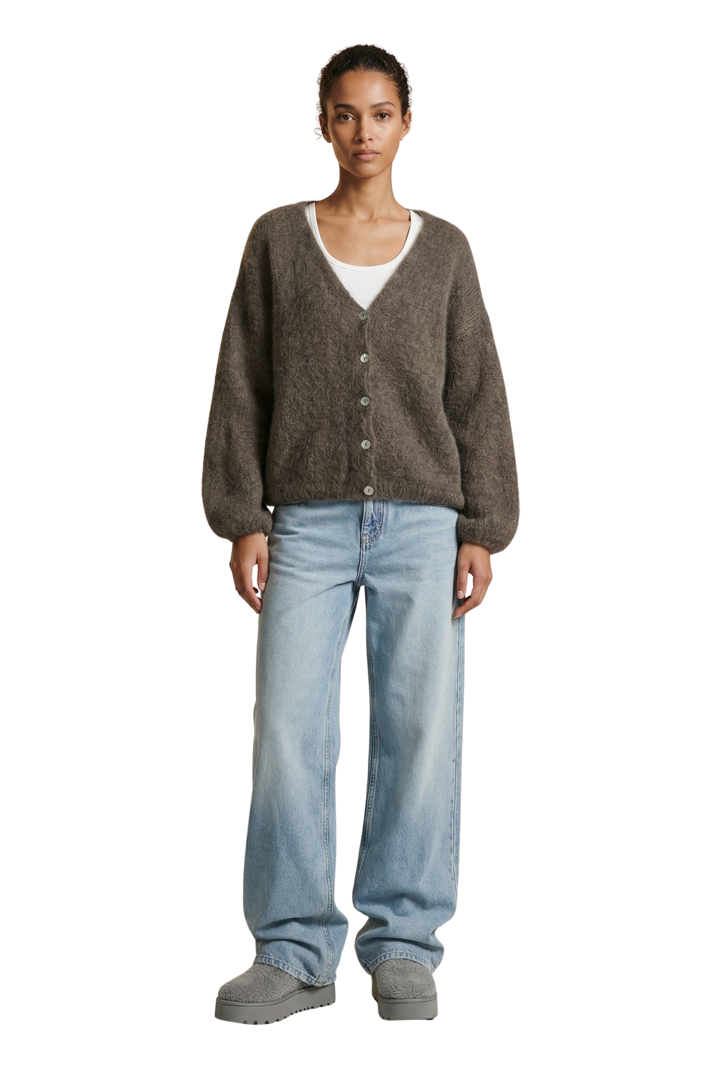 Cornelia LS Cardigan Dark Taupe | Americandreams Cornelia LS Cardigan Dark Taupe | Americandreams