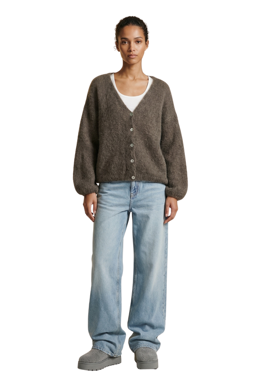 Cornelia LS Cardigan Dark Taupe
