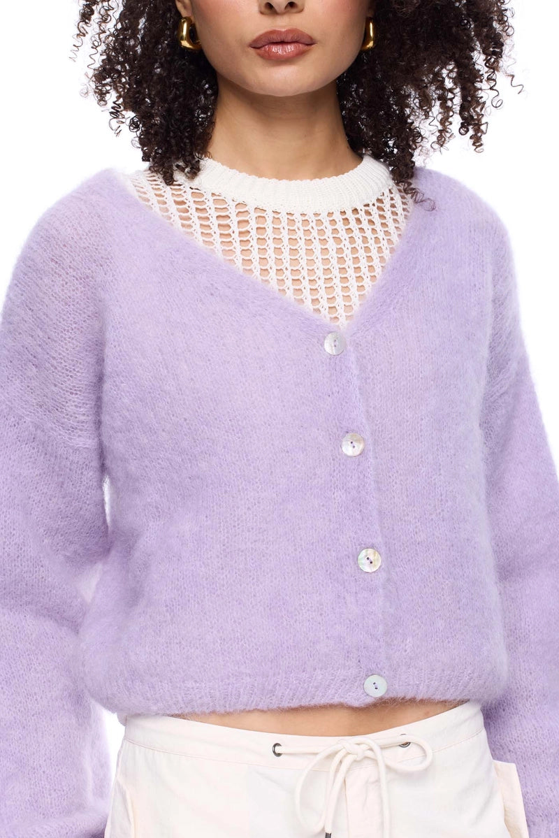 Cornelia Cropped Cardigan Light Purple