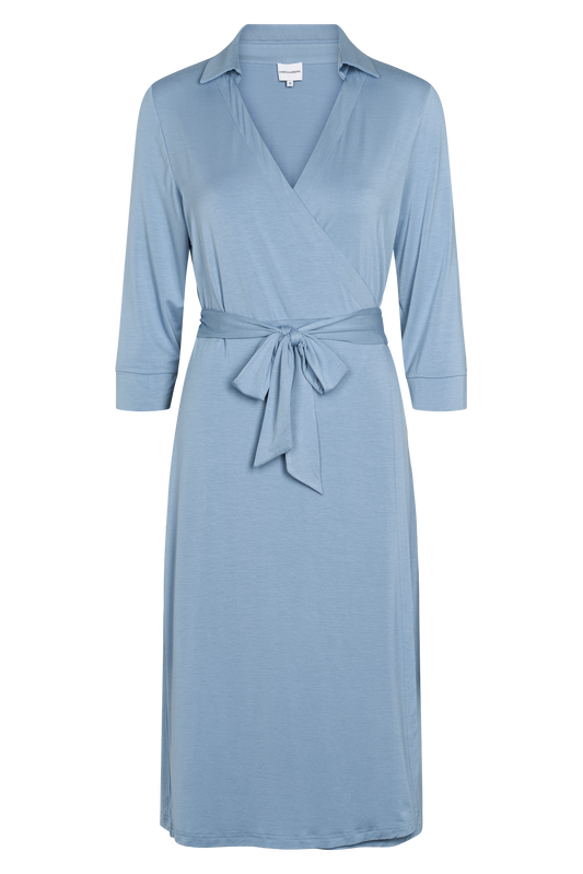 Gabe Half Sleeves Dress Midi Denim Blue