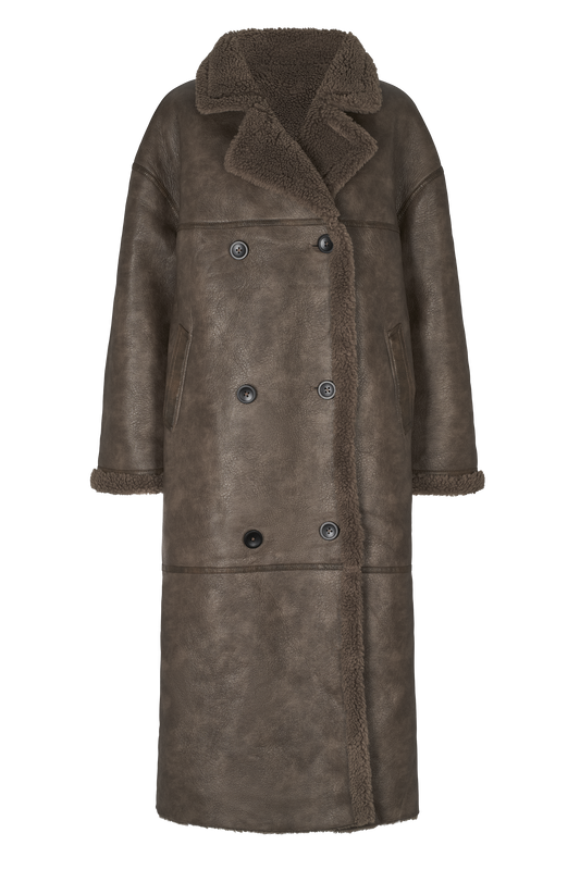 Joa Wool Coat Long Chocolate Brown