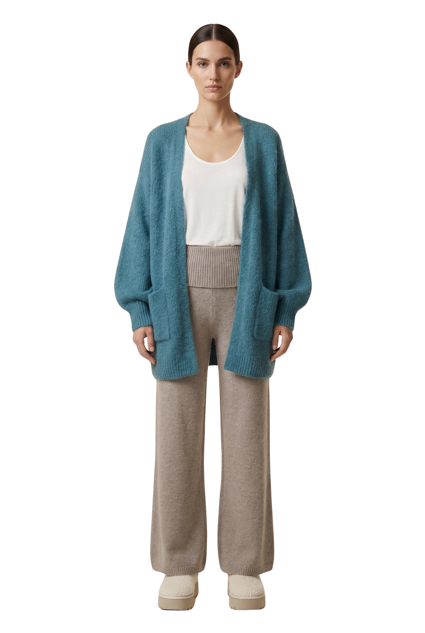 Joanna Alpaca Cardigan Teal Blue