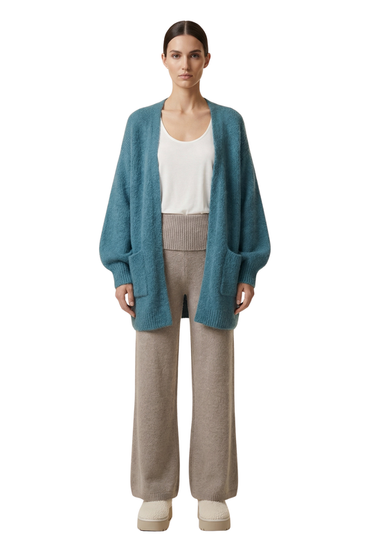 Joanna Alpaca Cardigan Teal Blue