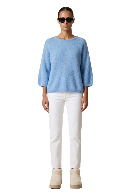 Josie Pullover 3/4 Short Sleeves Sky Blue