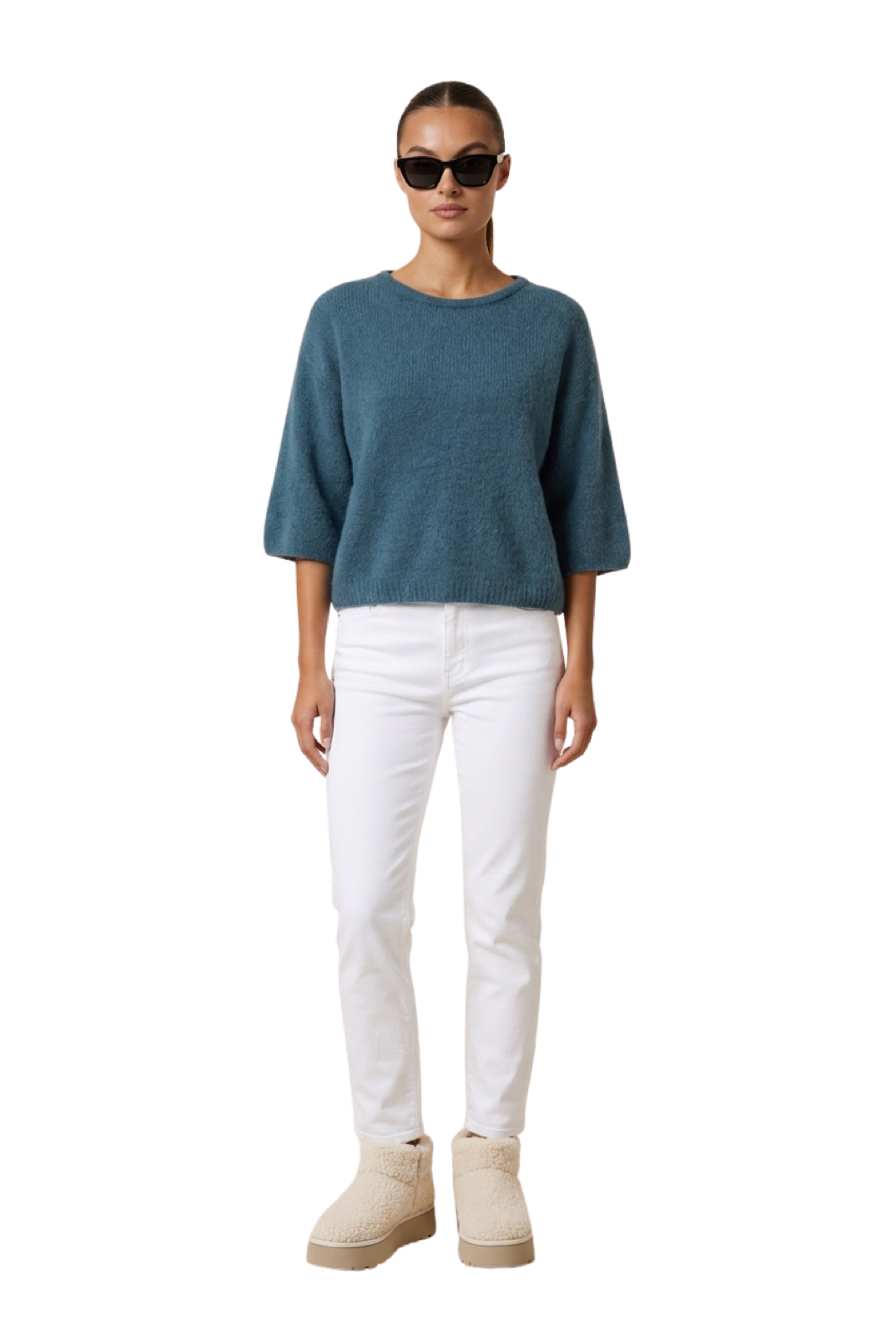 Josie Pullover 3/4 Short Sleeves Teal Blue