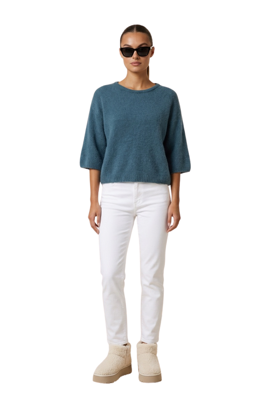 Josie Pullover 3/4 Short Sleeves Teal Blue