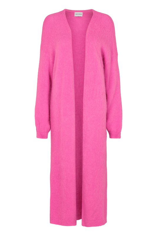 June Long Alpaca Cardigan Neon Pink