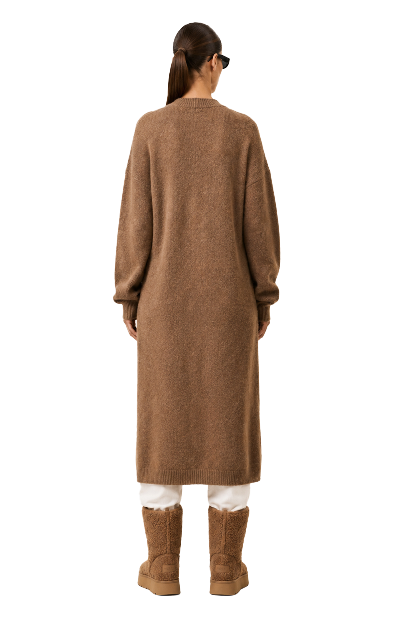June Long Alpaca Cardigan Medium Brown