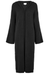 June Long Alpaca Cardigan With Hood Black