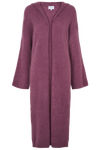 June Long Alpaca Cardigan With Hood Bordeaux