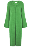 June Long Alpaca Cardigan With Hood Bright Green