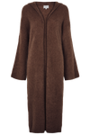 June Long Alpaca Cardigan With Hood Cocoa Brown