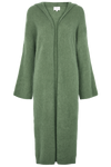 June Long Alpaca Cardigan With Hood Dusty Green