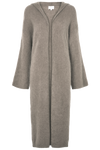 June Long Alpaca Cardigan With Hood Light Taupe