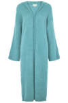 June Long Alpaca Cardigan With Hood Seafoam Green