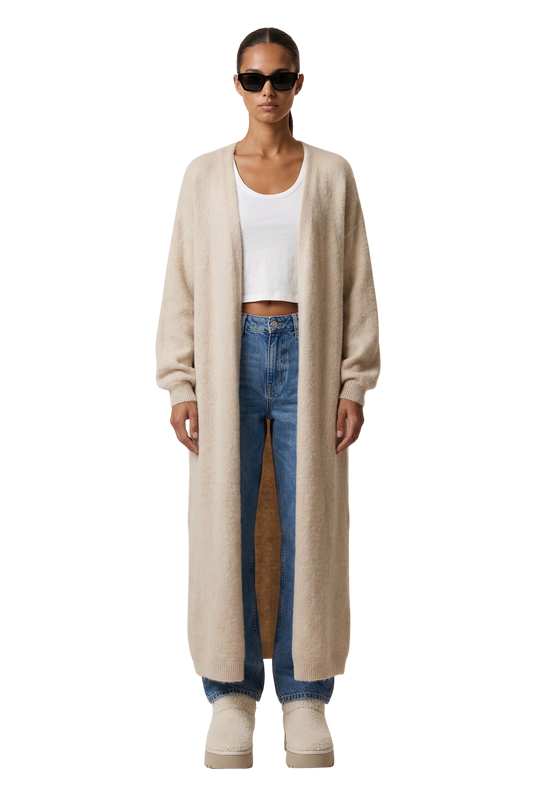 June Long Alpaca Cardigan Beige