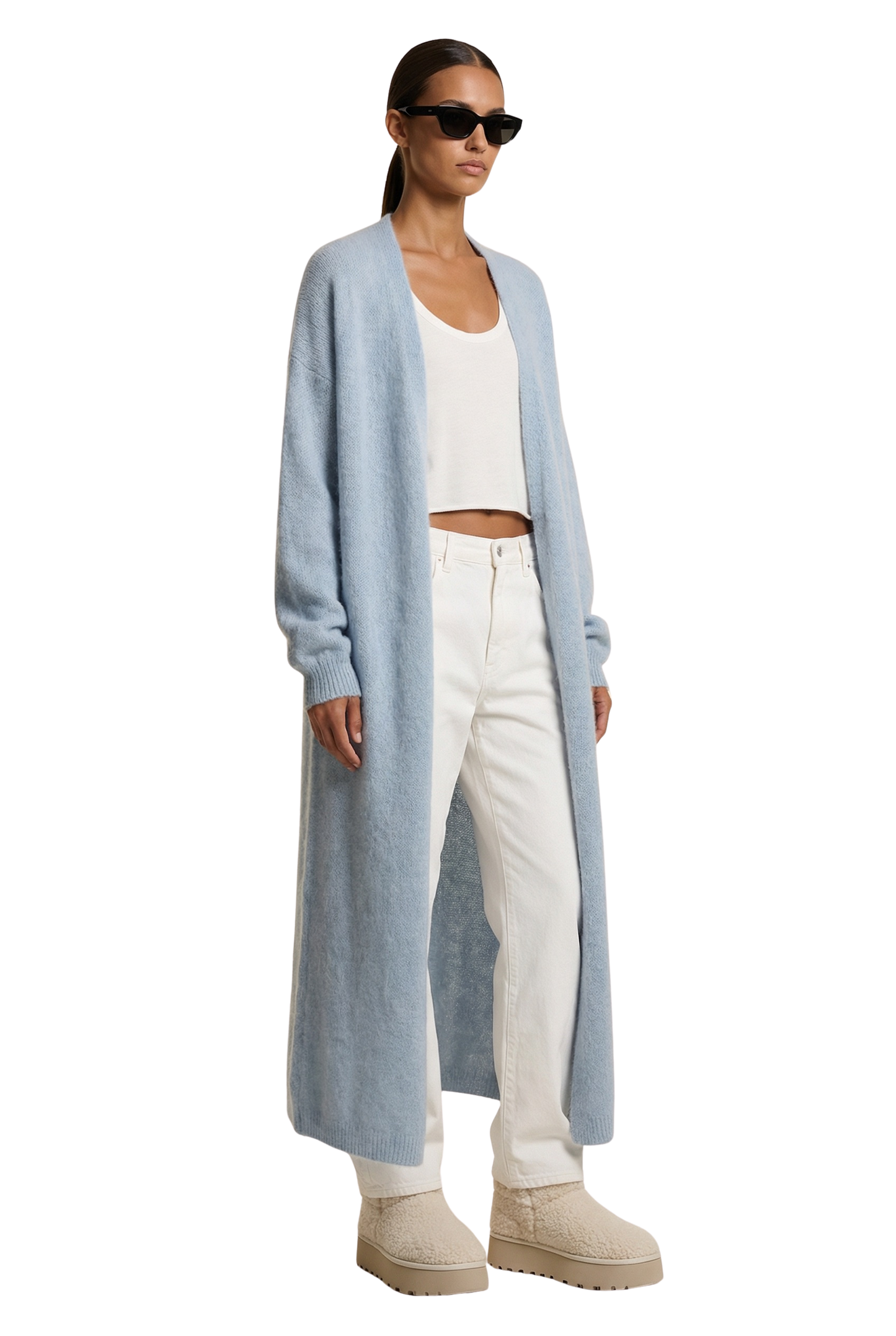 June Long Alpaca Cardigan Light Blue