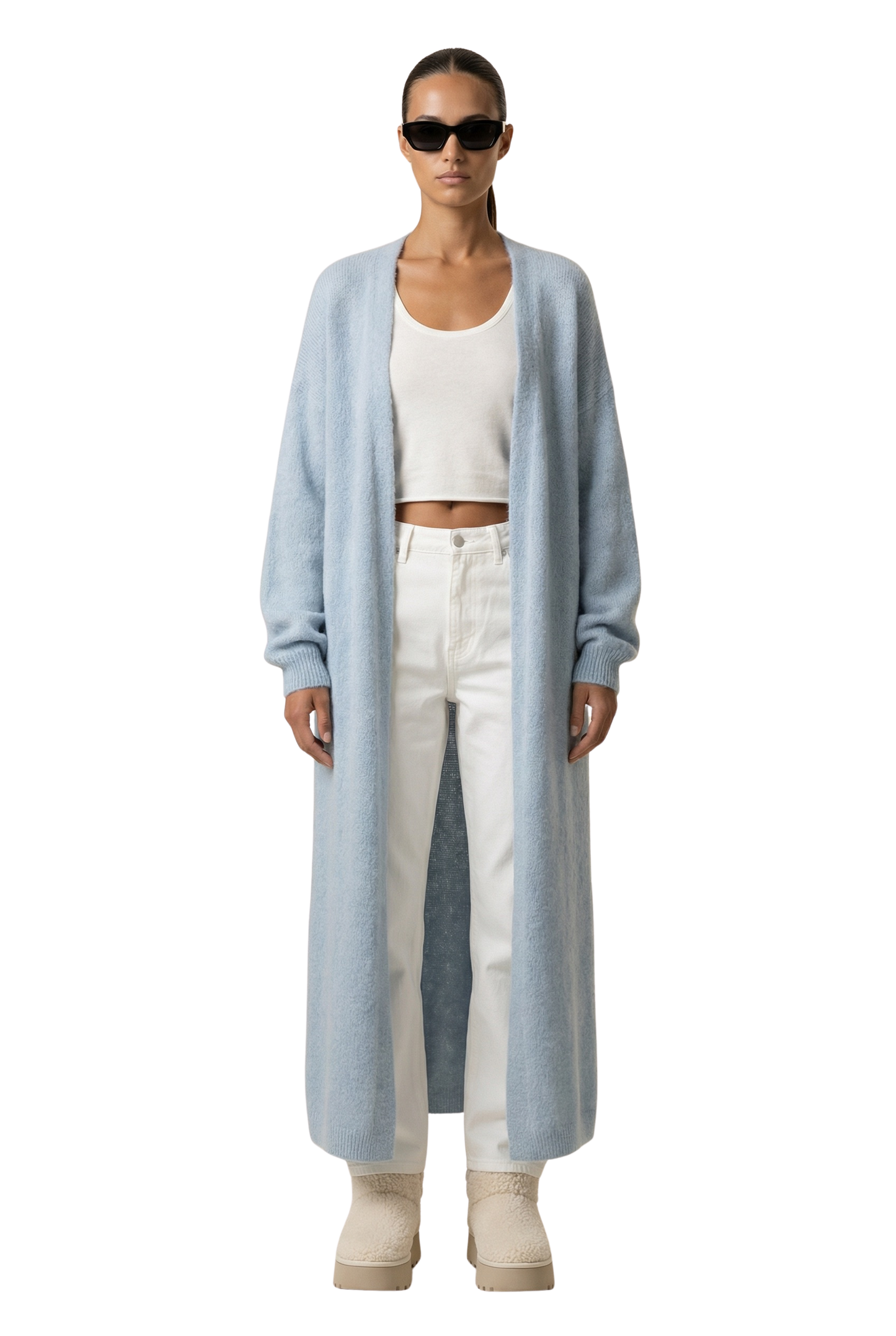 June Long Alpaca Cardigan Light Blue