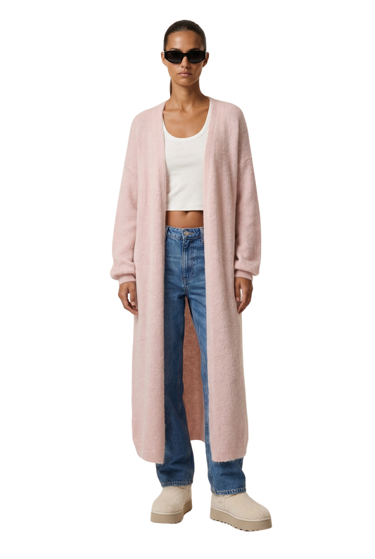 June Long Alpaca Cardigan Light Pink