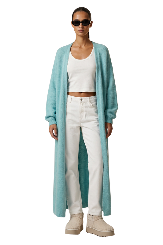 June Long Alpaca Cardigan Seafoam Green