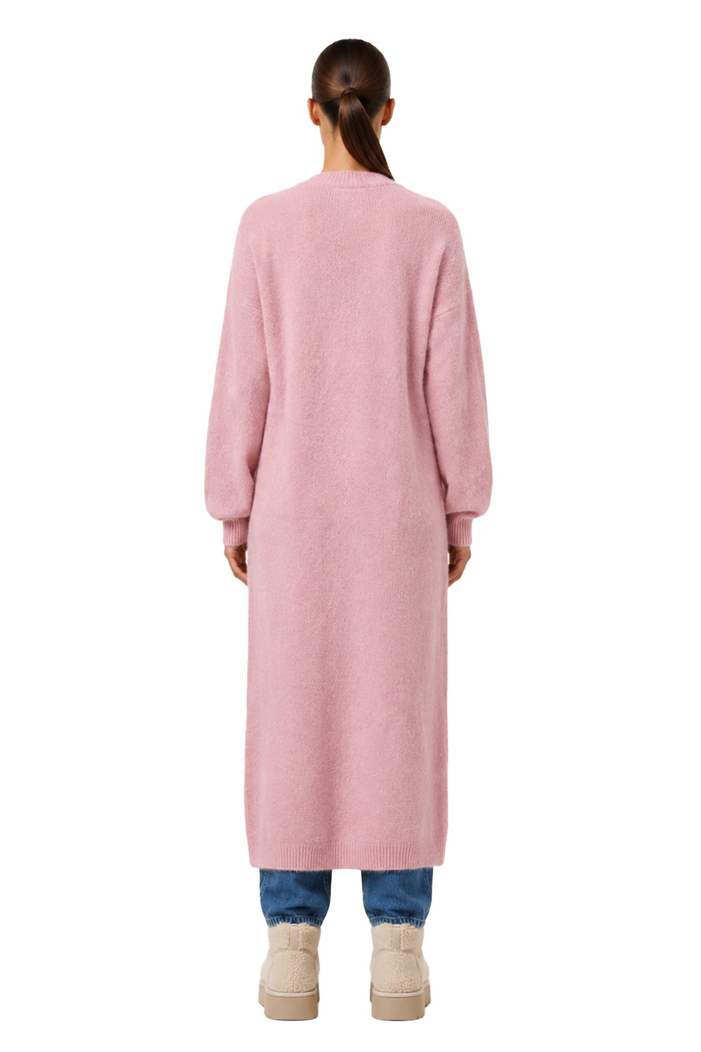 June Long Alpaca Cardigan Soft Berry