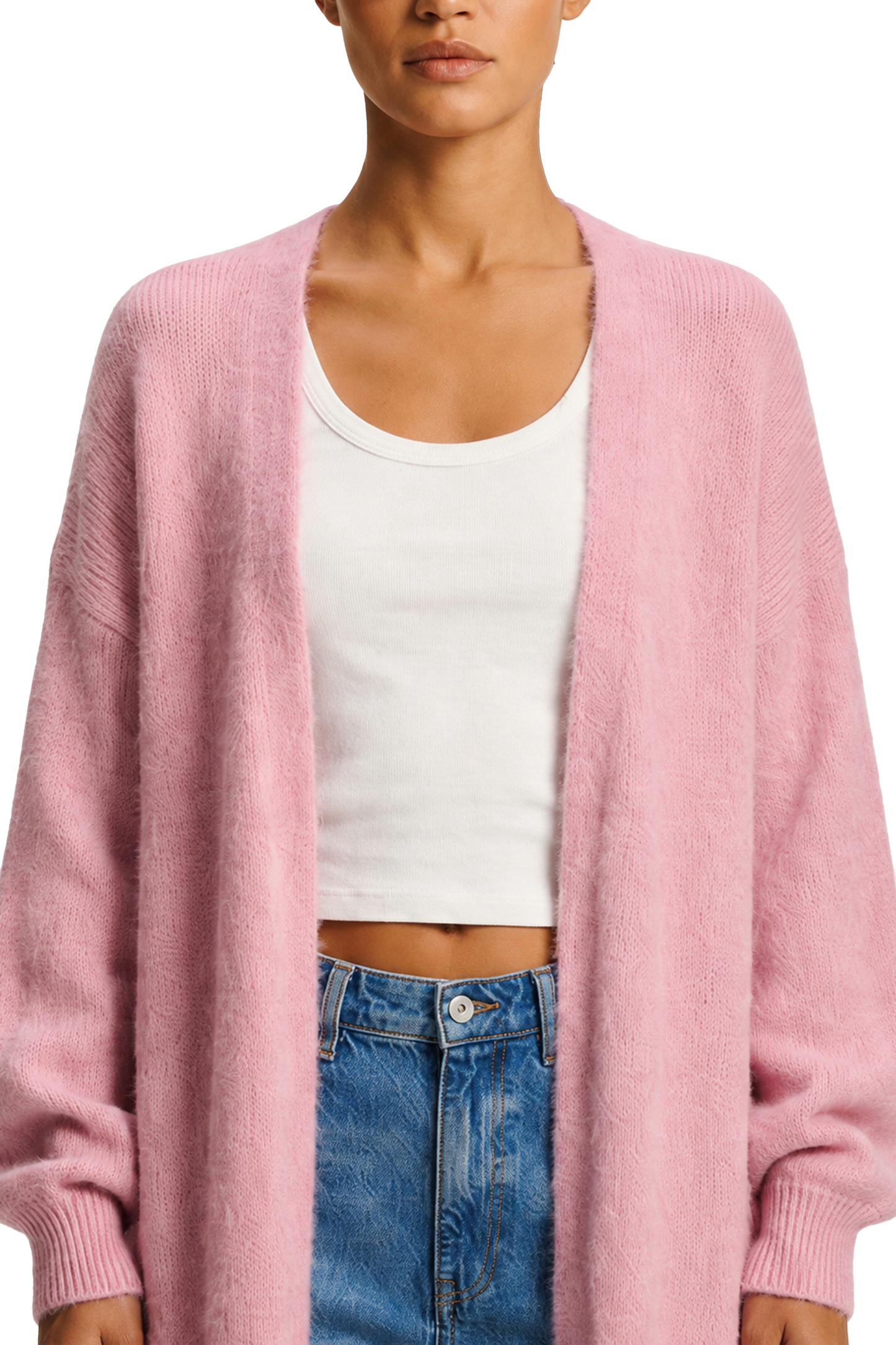 June Long Alpaca Cardigan Soft Berry