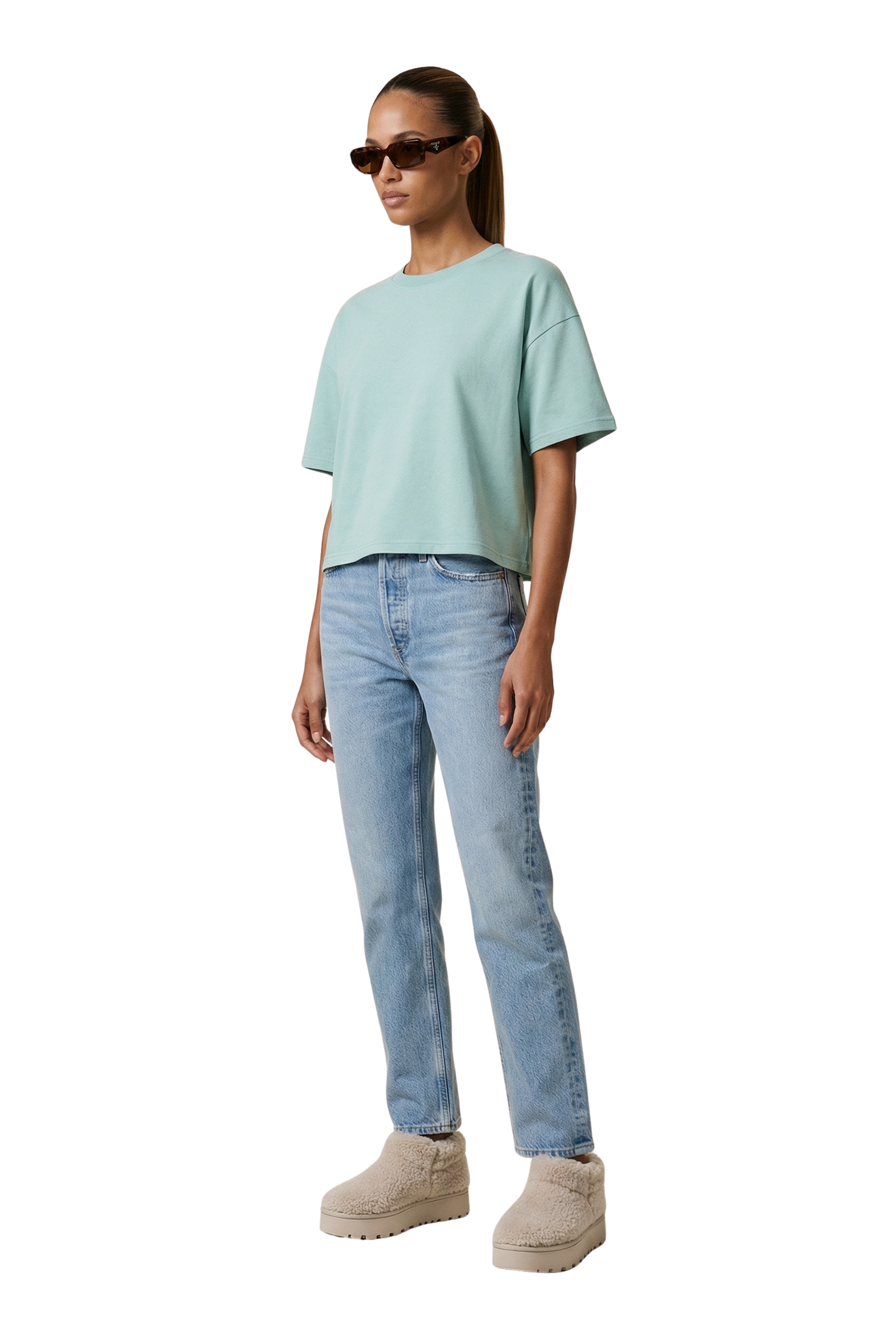 Kelly Boxy Tee Short Turquoise