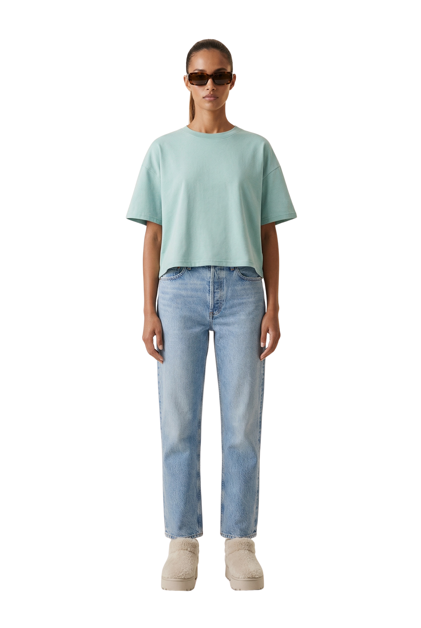 Kelly Boxy Tee Short Turquoise