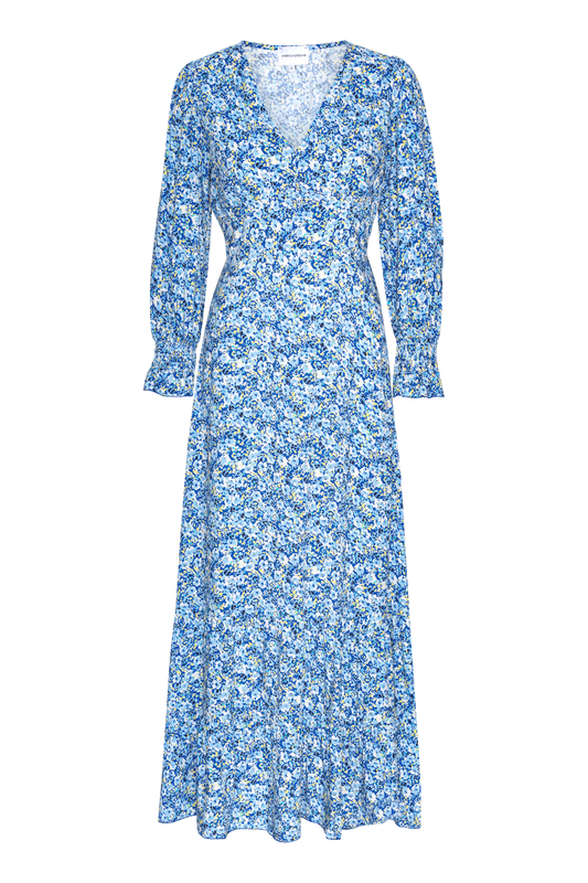 Koko Dress Long Closed Back Navy Blue Flower