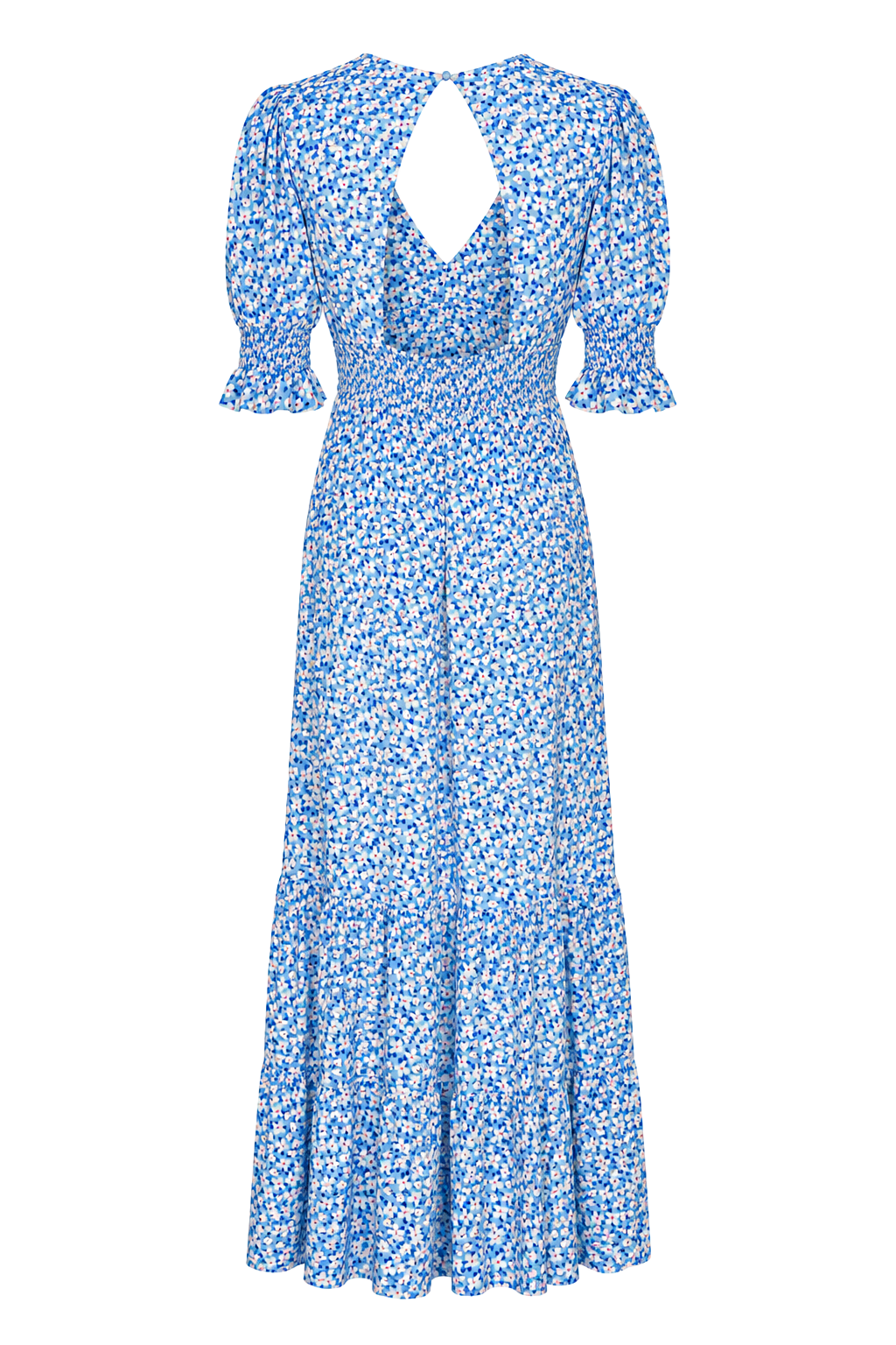 Koko Dress Long Open Back Blue / White Flower