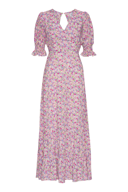 Koko Dress Long Open Back Purple Summer Flower