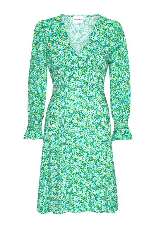 Koko Dress Short Closed Back Emerald Green Summer Flower
