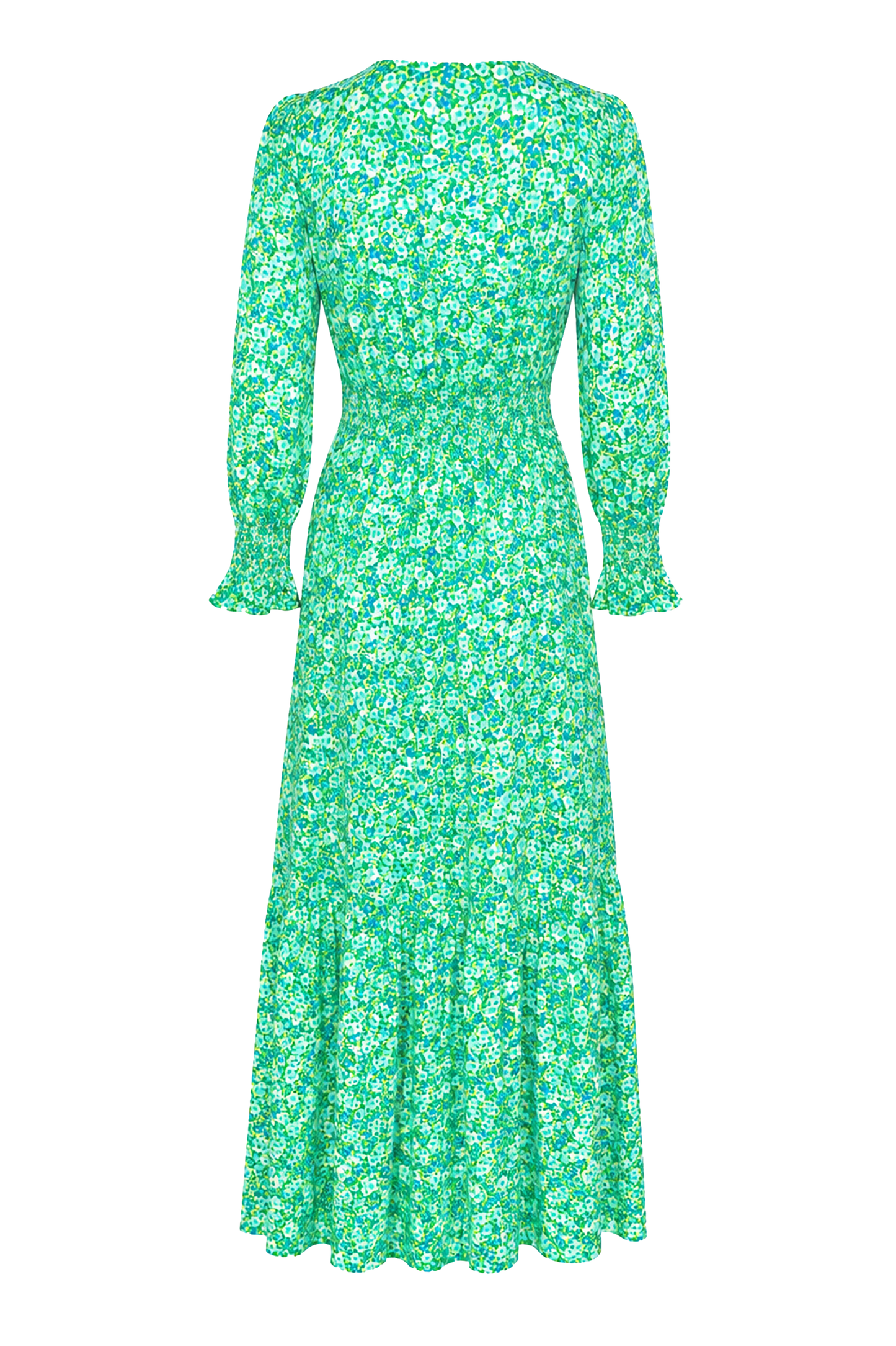 Koko Dress Long Closed Back Emerald Green Summer Flower