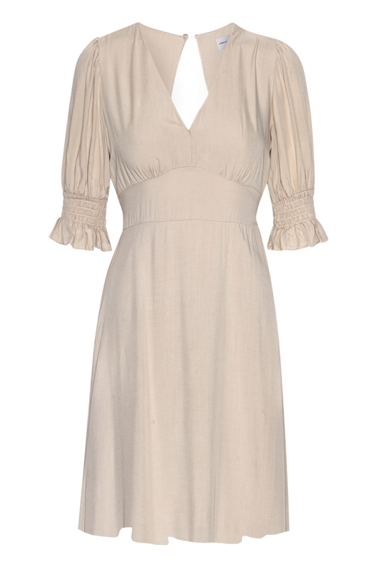Koko Short Dress Beige Solid