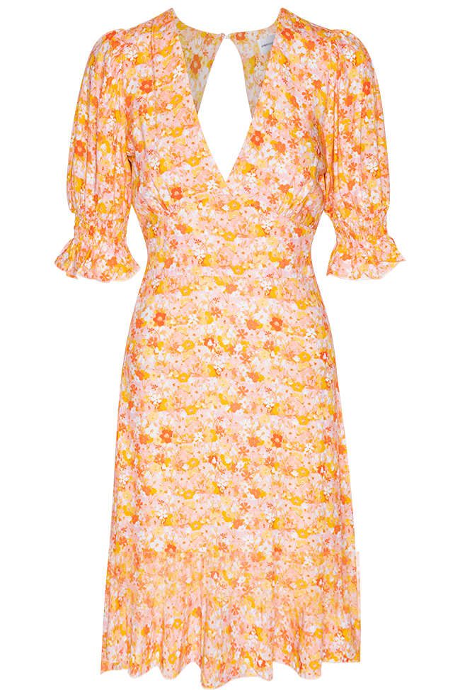 Koko Short Dress Peach Flower