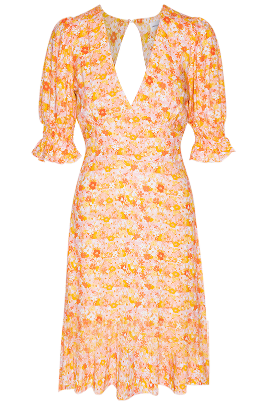Koko Short Dress Peach Flower