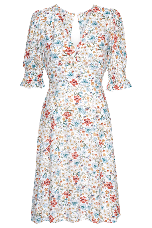 Koko Short Dress White Summer Flower